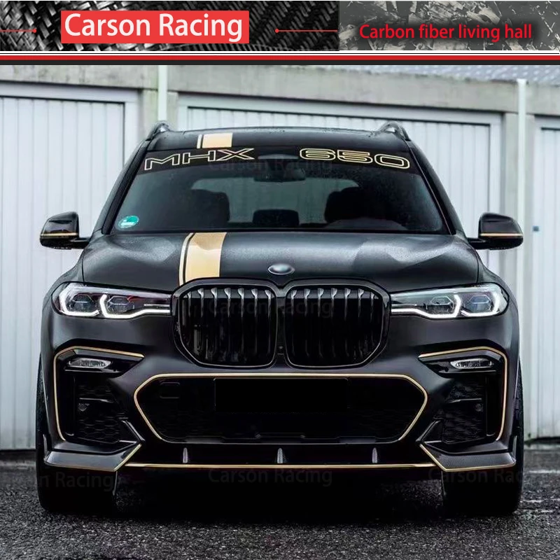 

For BMW G07 X7 M Sport 2019-2022 Front Bumper Spoiler Lip Carbon Fiber Front Lip Gloss Black Lip G07 Forge Carbon Fiber Lip