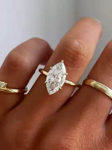 BXINY 1/2CT Marquise Cut Moissanite Ring 925 Sterling Silver for Women Solitaire Wedding Band Gifts Fine Jewelry GRA Certificate