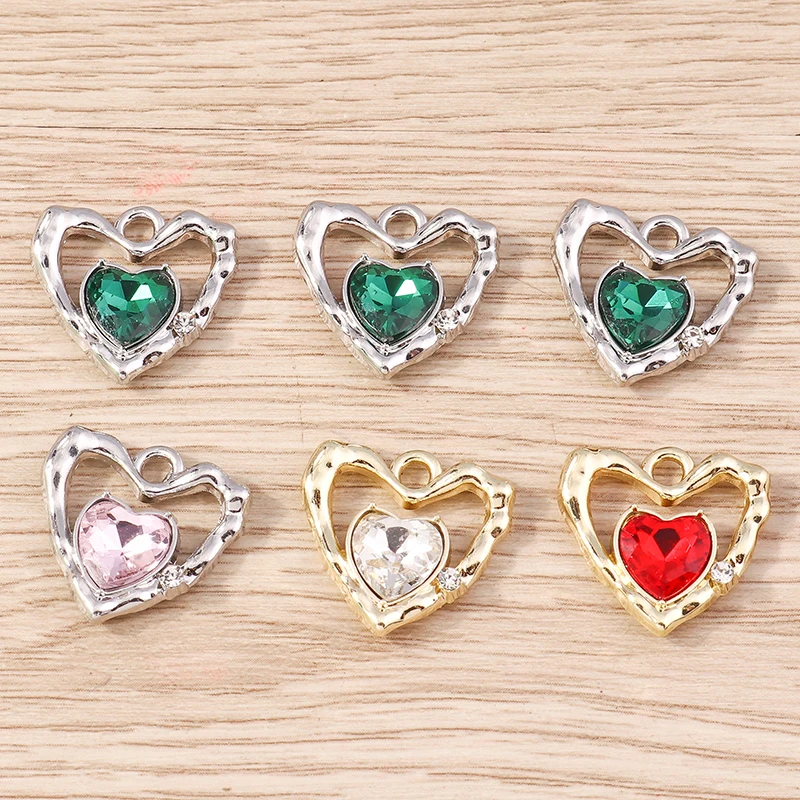 4 Stück zarte Kristall-Metall-Anhänger mit Liebesherz und Augenmotiv für die Schmuckherstellung, Halsketten, Ohrringe, Armbänder, DIY-Bastelzubehör – Detail 8