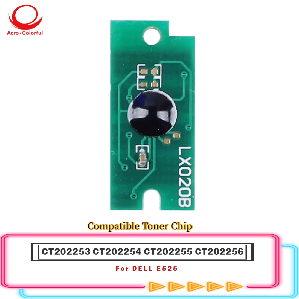 

CT202253 CT202254 CT202255 CT202256 чип картриджа с тонером для лазерного принтера DELL E525 сброс