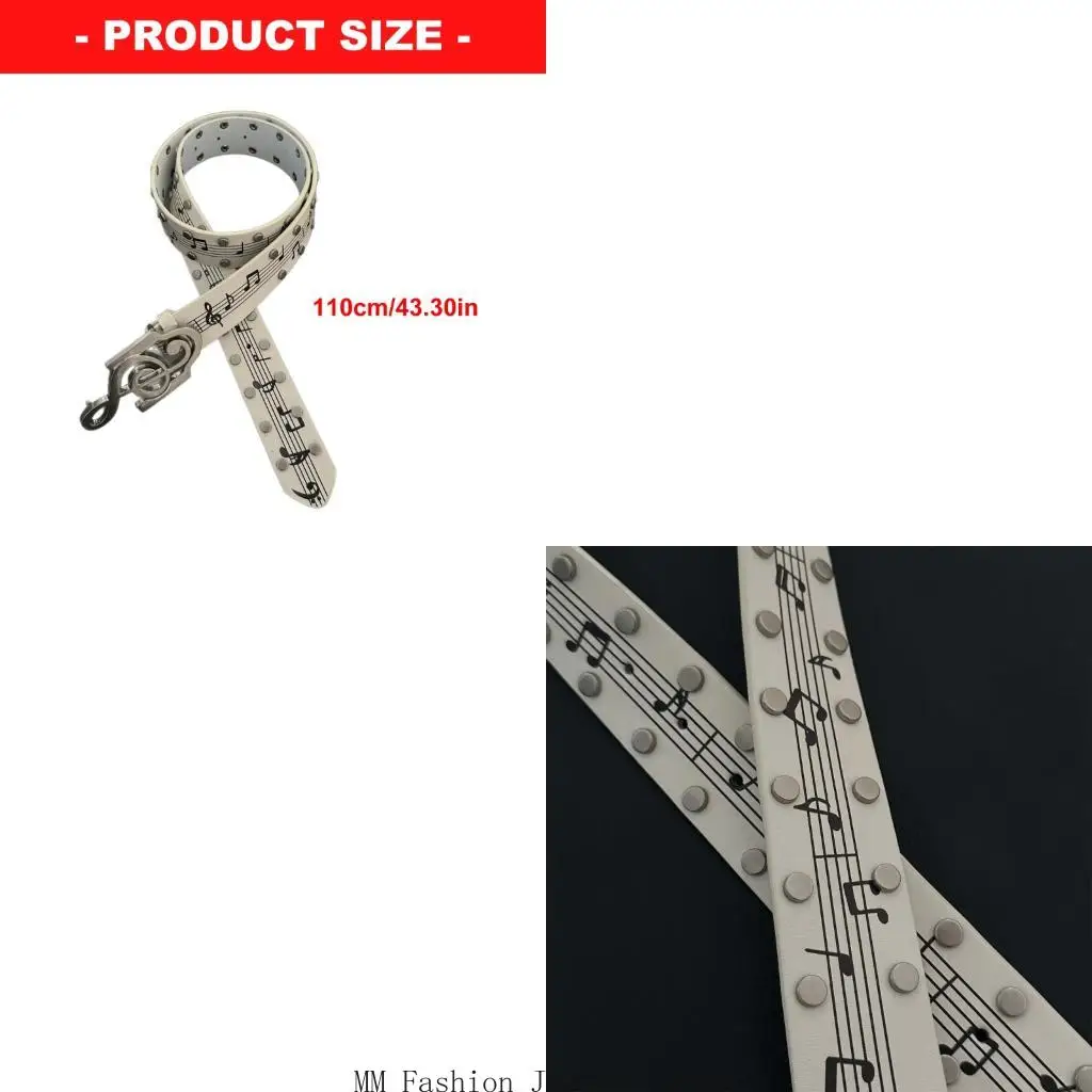 Adjustable Music Note Belt Sash with Plate Closure and Multiple Openings D0UB