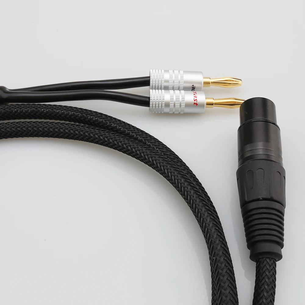 HiFi XLR to Banana Speaker Cable XLR 3 Pin Female to Dual Banana Plugs Audio Cable, Gold Plated 4mm Banana Plug to XLR 3 Pro