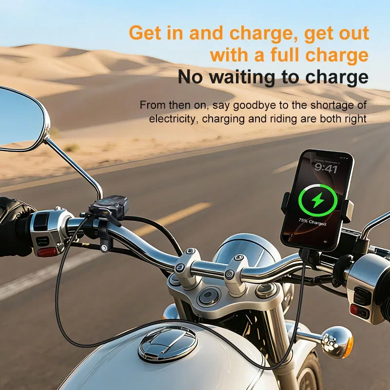 PD QC3.0 Motorcycle USB Fast Charger 58W Handlebar Dual USB Socket with Bluetooth Remote Control Waterproof 12V Power Adapter