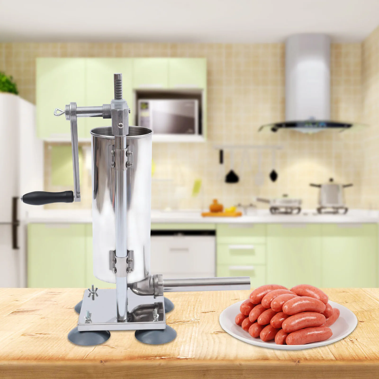 

3L/6lbs Homemade Vertical Manual Sausage Stuffer Meat Filler Maker with 11pcs Tubes
