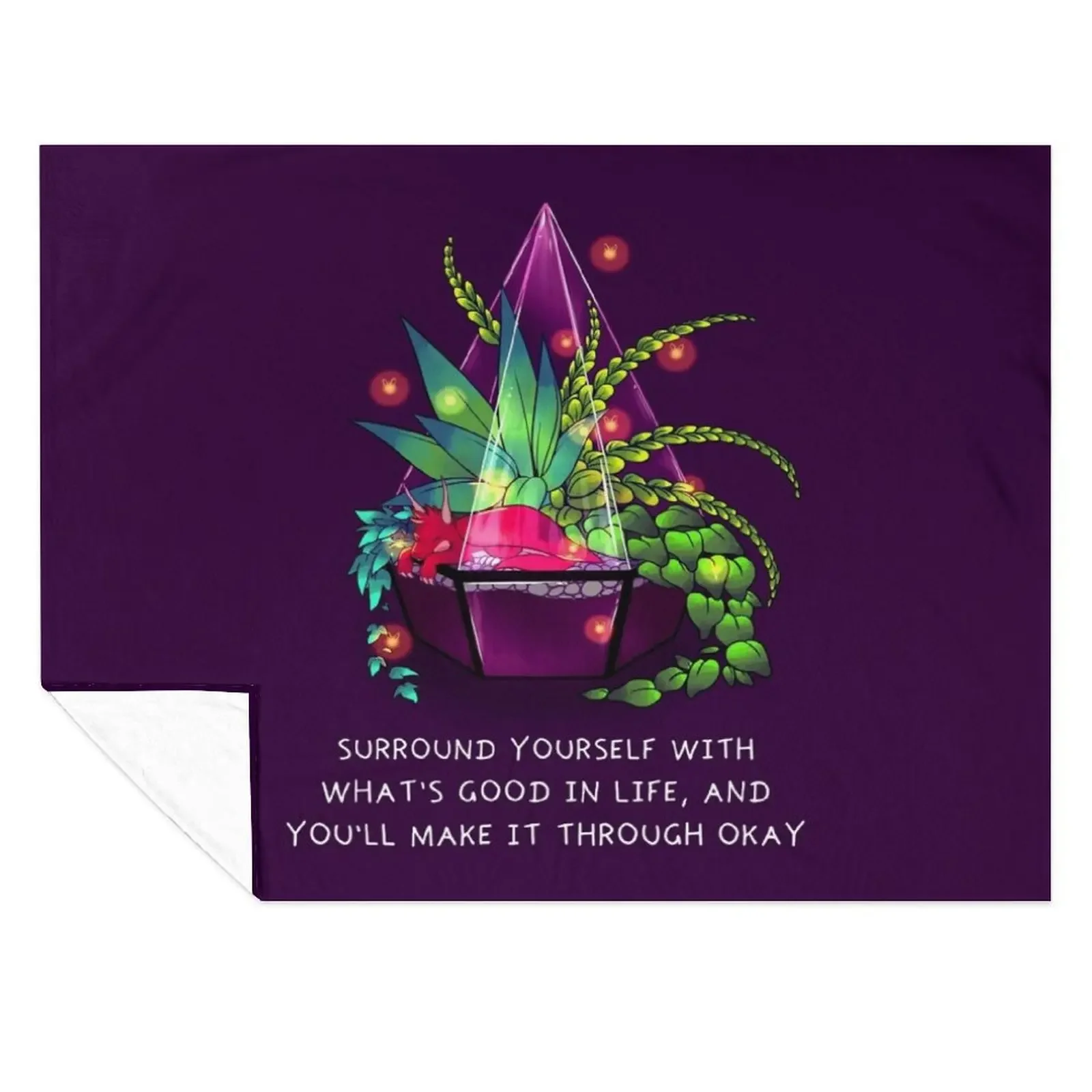 

Surround Yourself With What's Good in Life Terrarium Dragon Throw Blanket Bed linens Bed Thin Blankets