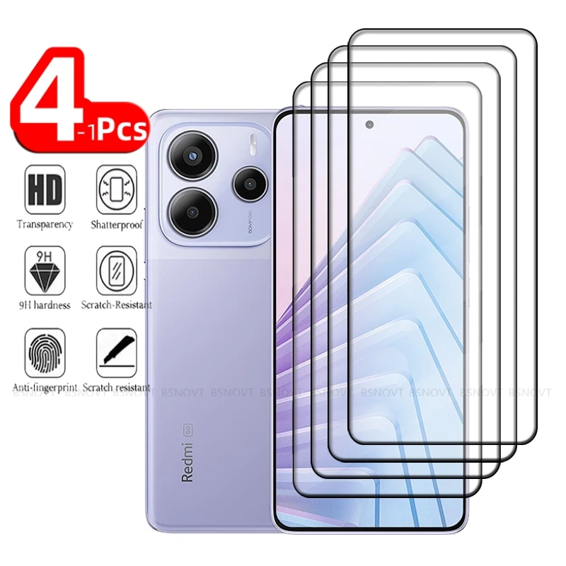 

1/2/3/4PCS For Redmi Note 14 5G Glass Xiaomi Redmi Note 14 5G Tempered Glass Protective Full Glue Screen Protector Redmi Note 14