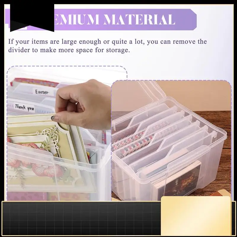 

Greeting Card Organizer & Storage Box With 6 Adjustable Dividers For Holiday Birthday Get Well Cards Photos, Crafts Ect.-N37R