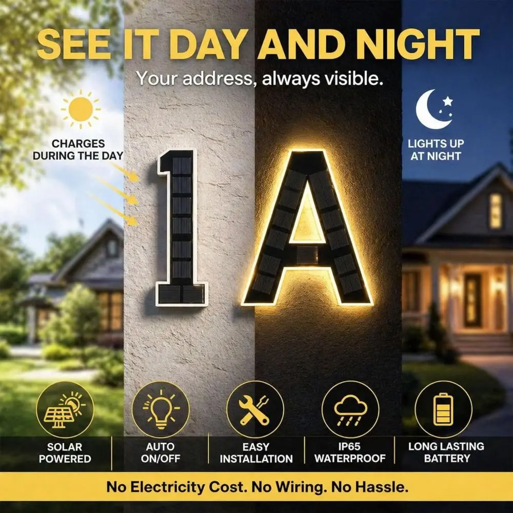 Highlighting Solar Lighted House Numbers Light 4.7inch,6.7inch.9inch IP65 Waterproof Solar Digital Doorplate