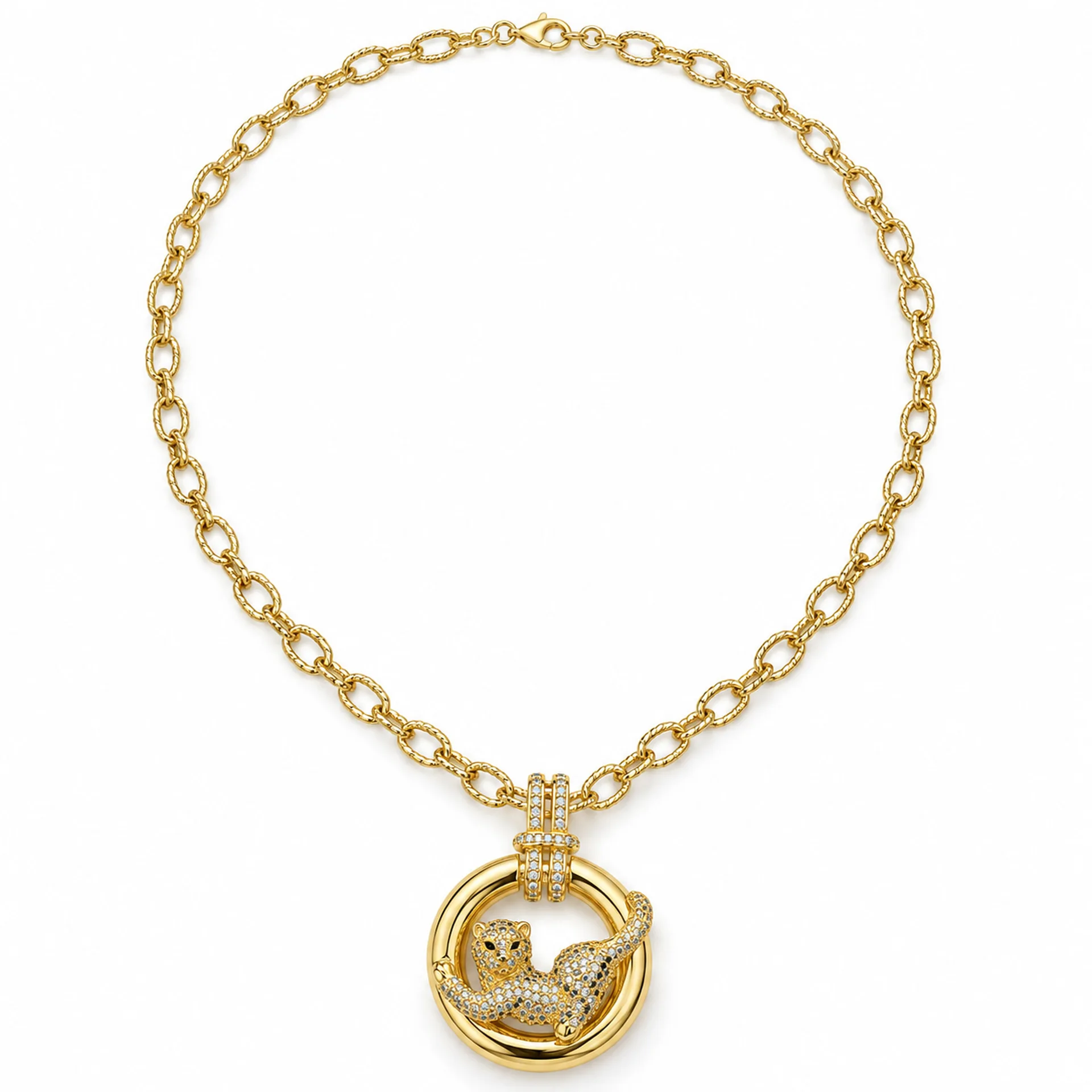 Fashion Unique Leopard & Spirit Ring Vintage Clavicle Chain, Women Light Luxury High Grade Jewelry Accessory Gift