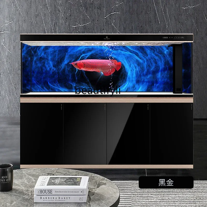 Medium and Large Light Luxury Living Room Screen Bottom Filter Fish Tank Ecological Super White Glass Aquarium