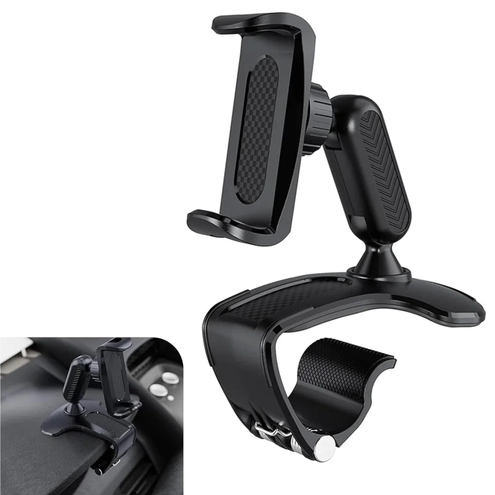 

Car Phone Holder Dashboard 180 Rotary Clip-on Navigation Stand Multifunctional Anti-Shake Phone Holder Universal for Most Car