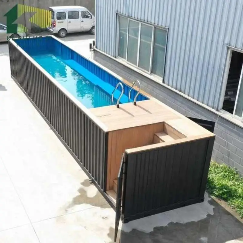 Luxury container swimming pool 40ft large rustproof stainless steel waterproof swimming container garden hotel resort Customized