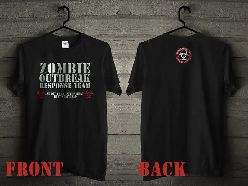 New Unisex T Shirt Cheap Design New 2 Side Zombie Outbreak Response Team Zort T Shirt Bio Hazard Black American Tee Shirt