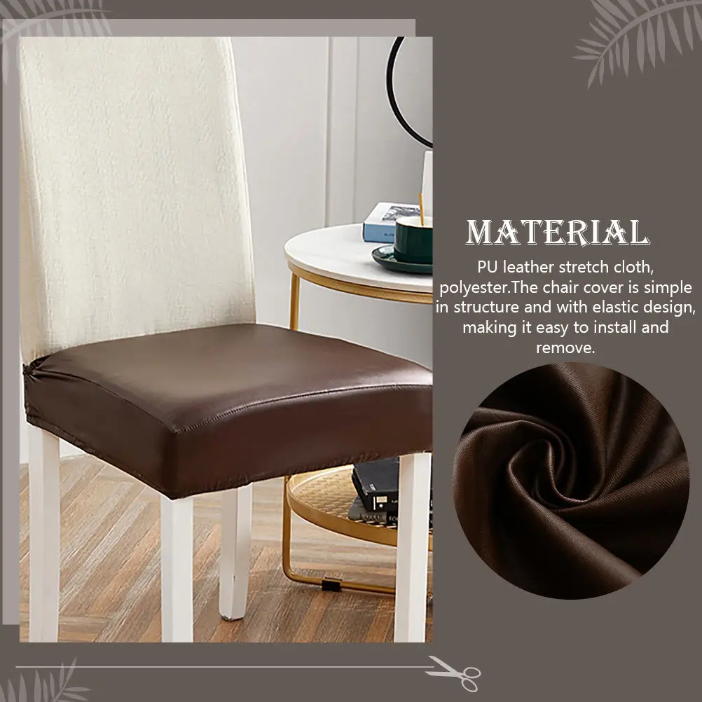 

PU Waterproof Chair Cover Seat Protective Cover Elastic Design Easy Install Remove Banquet Home Use