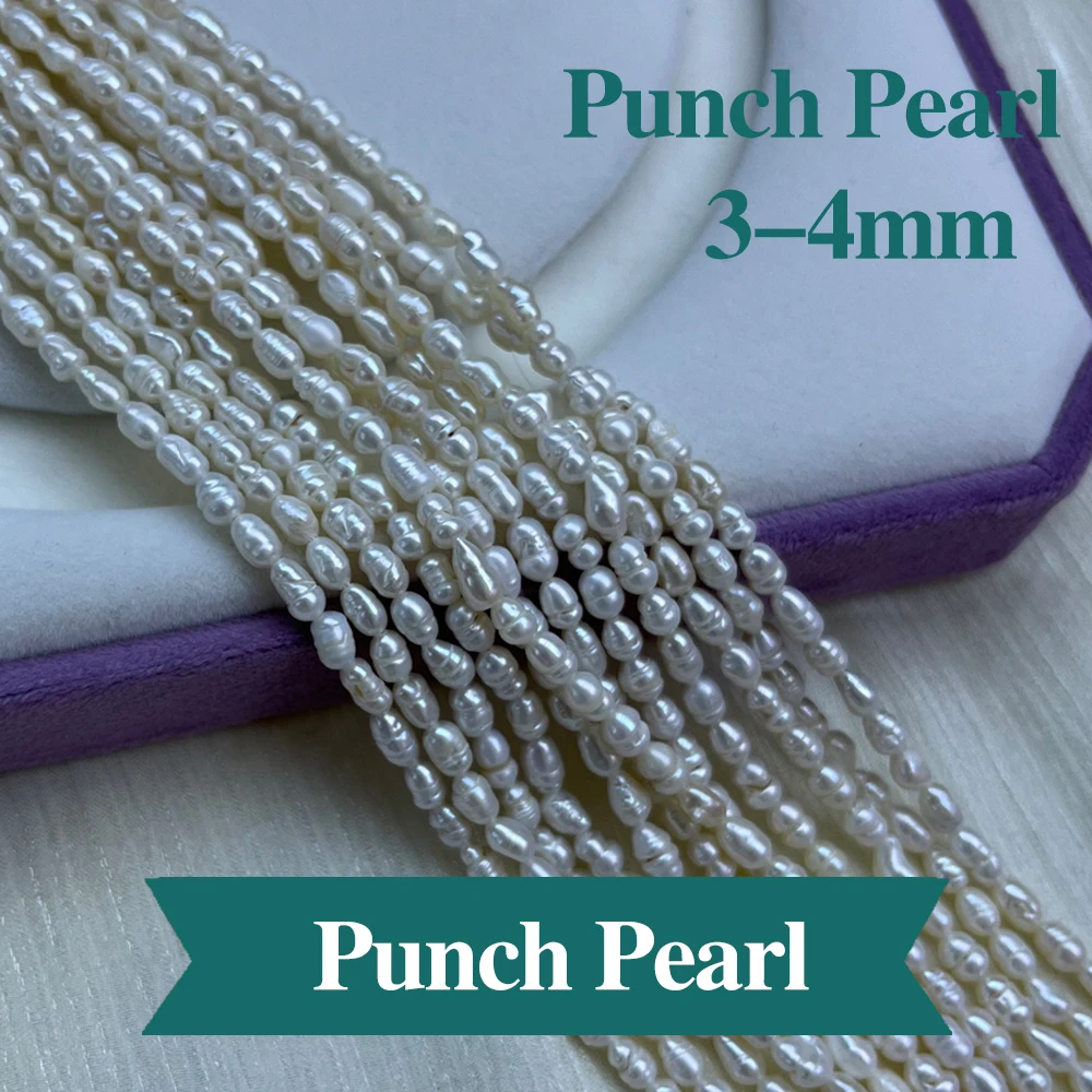 5 Strings Natural Freshwater Pearl Beads Rice Shape Pearl Loose Spacer Beaded for Making DIY Jewerly Necklace Bracelet 3-4mm