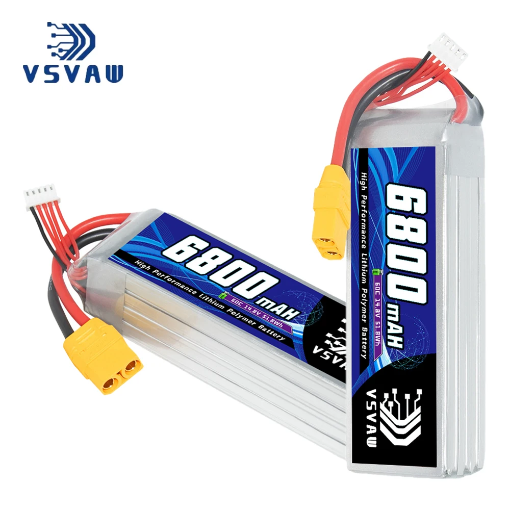 2Pcs VSVAW 6800mAh 4S 14.8V 60C/120C Lipo Battery Remote Control Car Model RC Ship Model Fixed Wing Lithium Battery