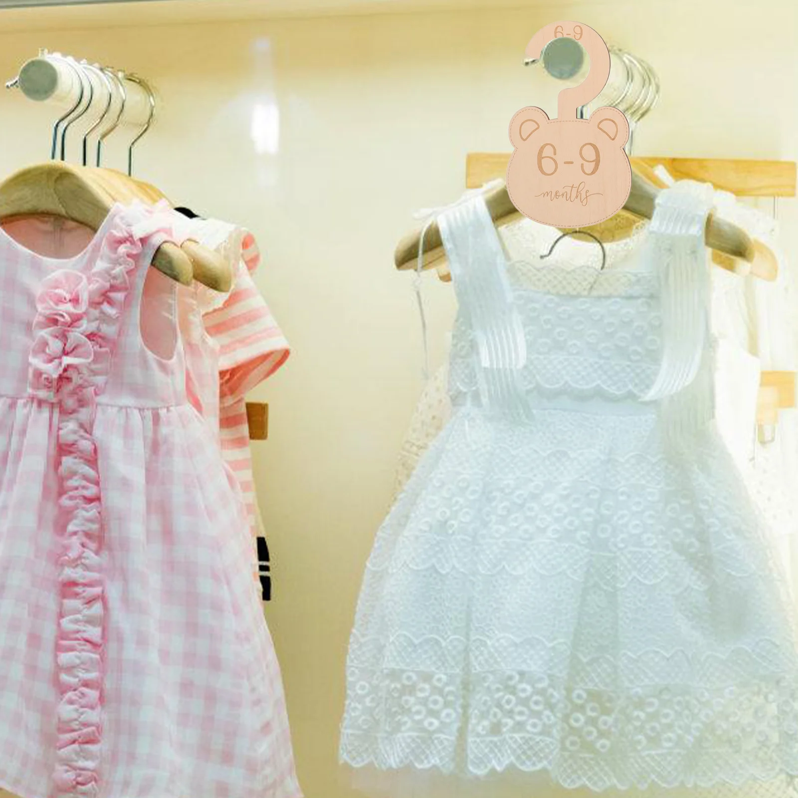 

7Pcs Closet Size Dividers Wooden Nursery Clothes Organizer Wardrobe Dividers