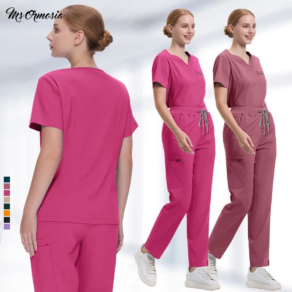 

New Beauty Salon Workwear Medical Surgical Uniforms Woman Nursing Clinical Scrubs Set Dentist Nurse Work Top Pants Pharmacy Suit