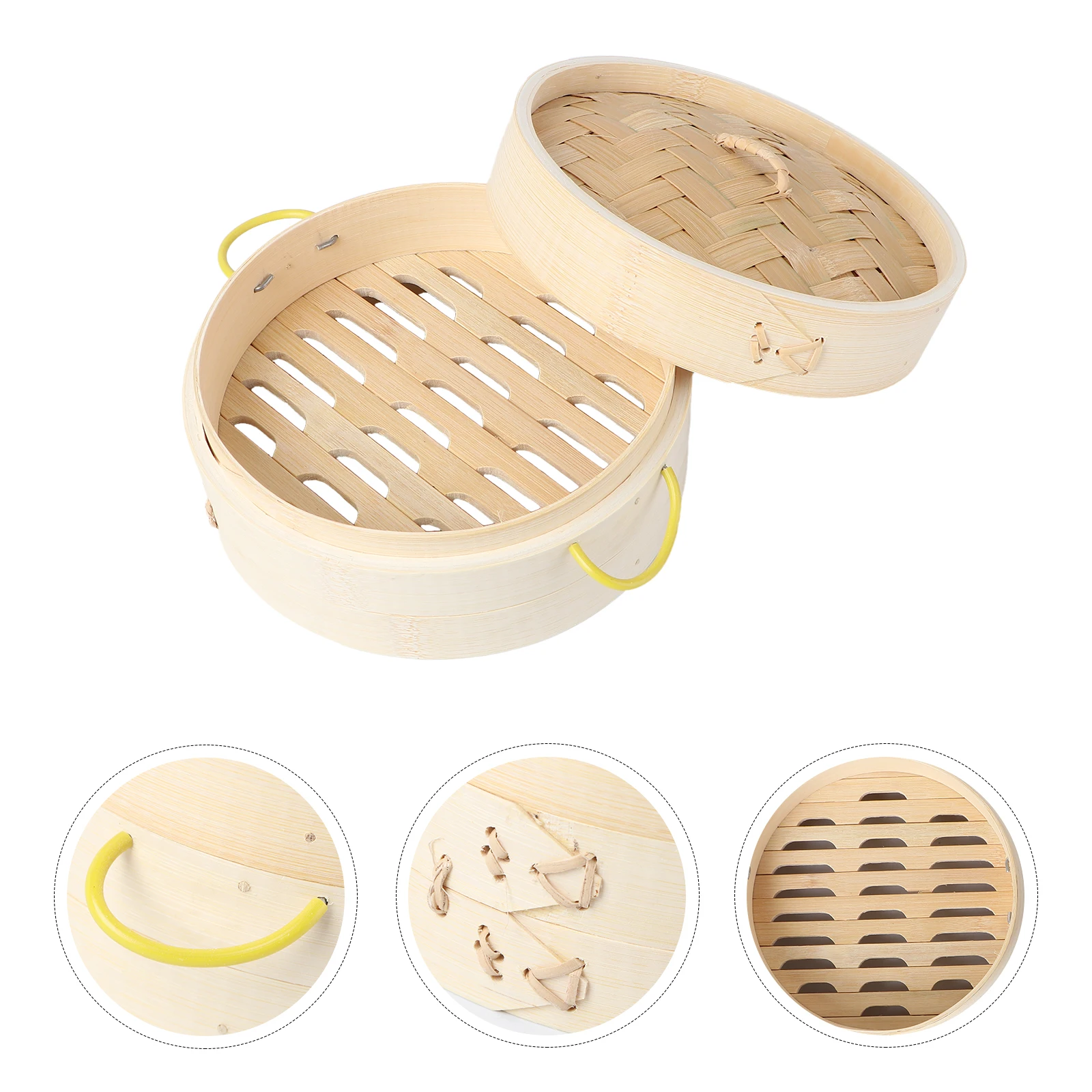 

2 Pcs Steamed Stuffed Bun Bamboo Steamer Rack Gourmet Round for Steaming Wooden Food