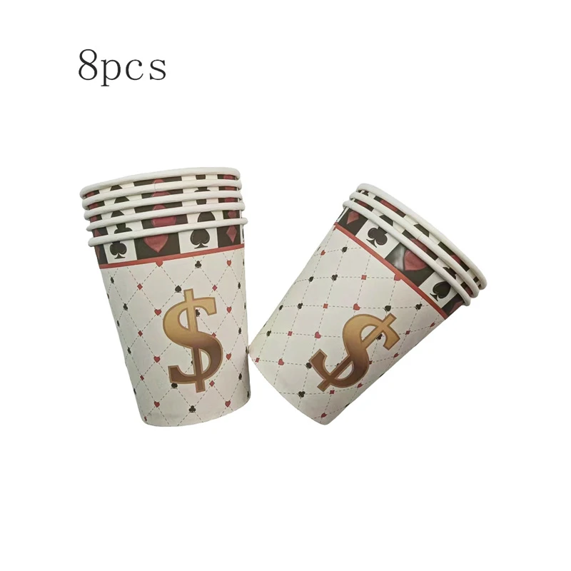 Casino Theme Party Poker Disposable Paper Tray Cup Napkin Las Vegas Happy Birthday Party Decor Hen Night Bachelorette Party Supp