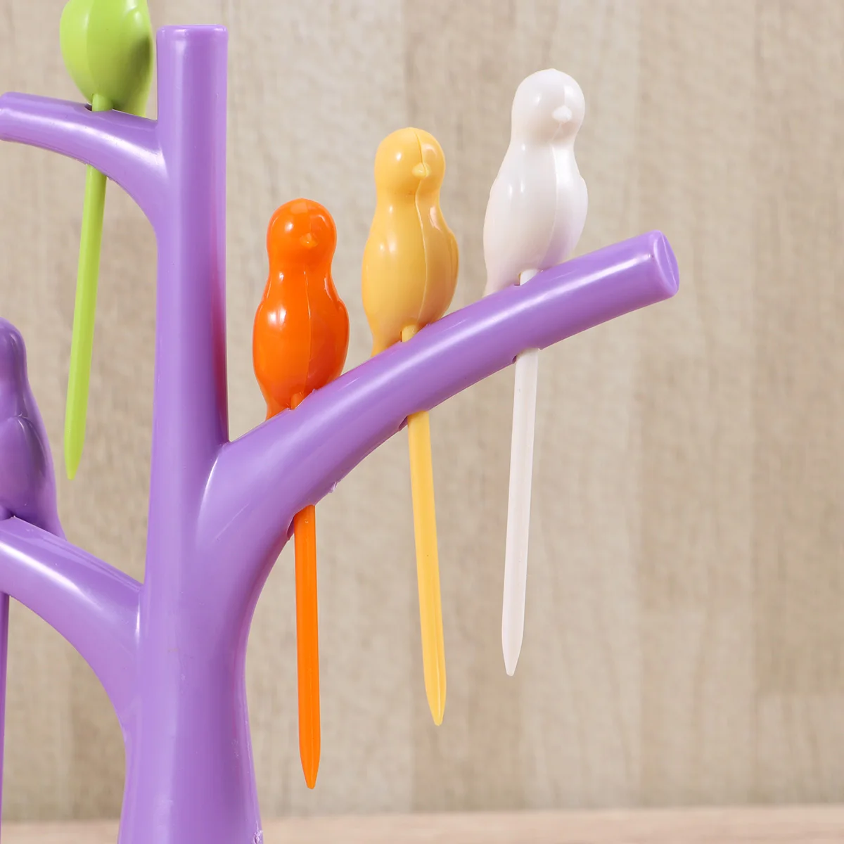 

6 PCS Appetizer Skewers Bird Fruit Fork Dessert Forks Stick Charcuterie Toothpicks Purple