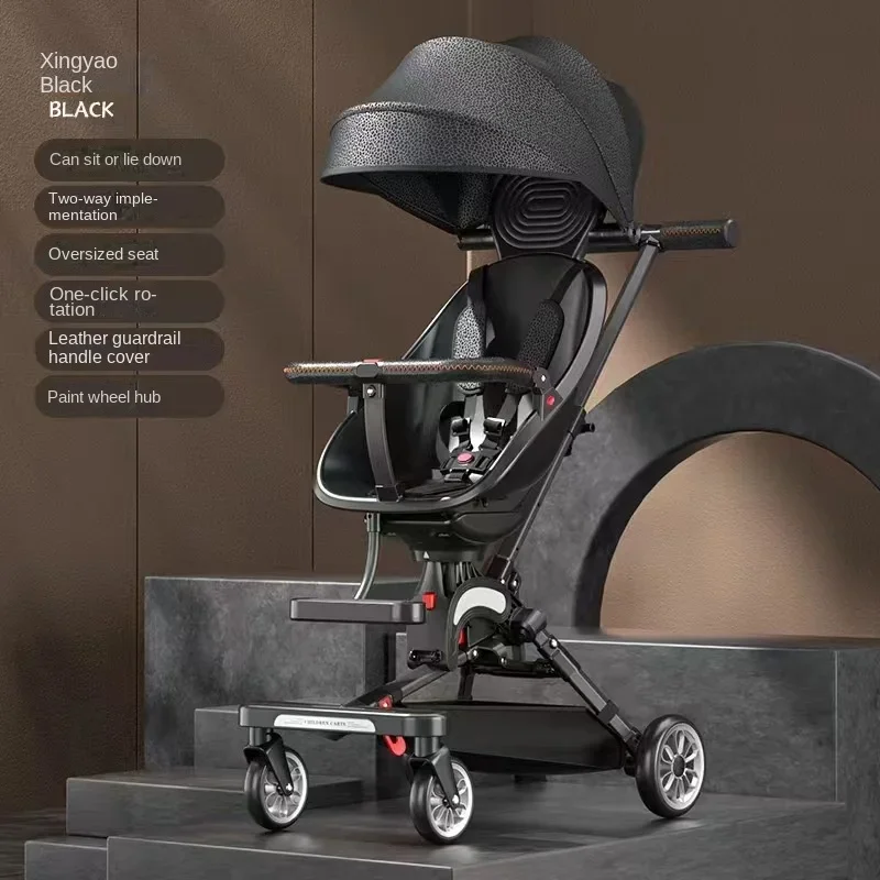 Foldable Stroller Newborn Baby Two-way Swivel Seat High Landscape Lightweight Travel Stroller Shock Absorption Baby Stroller