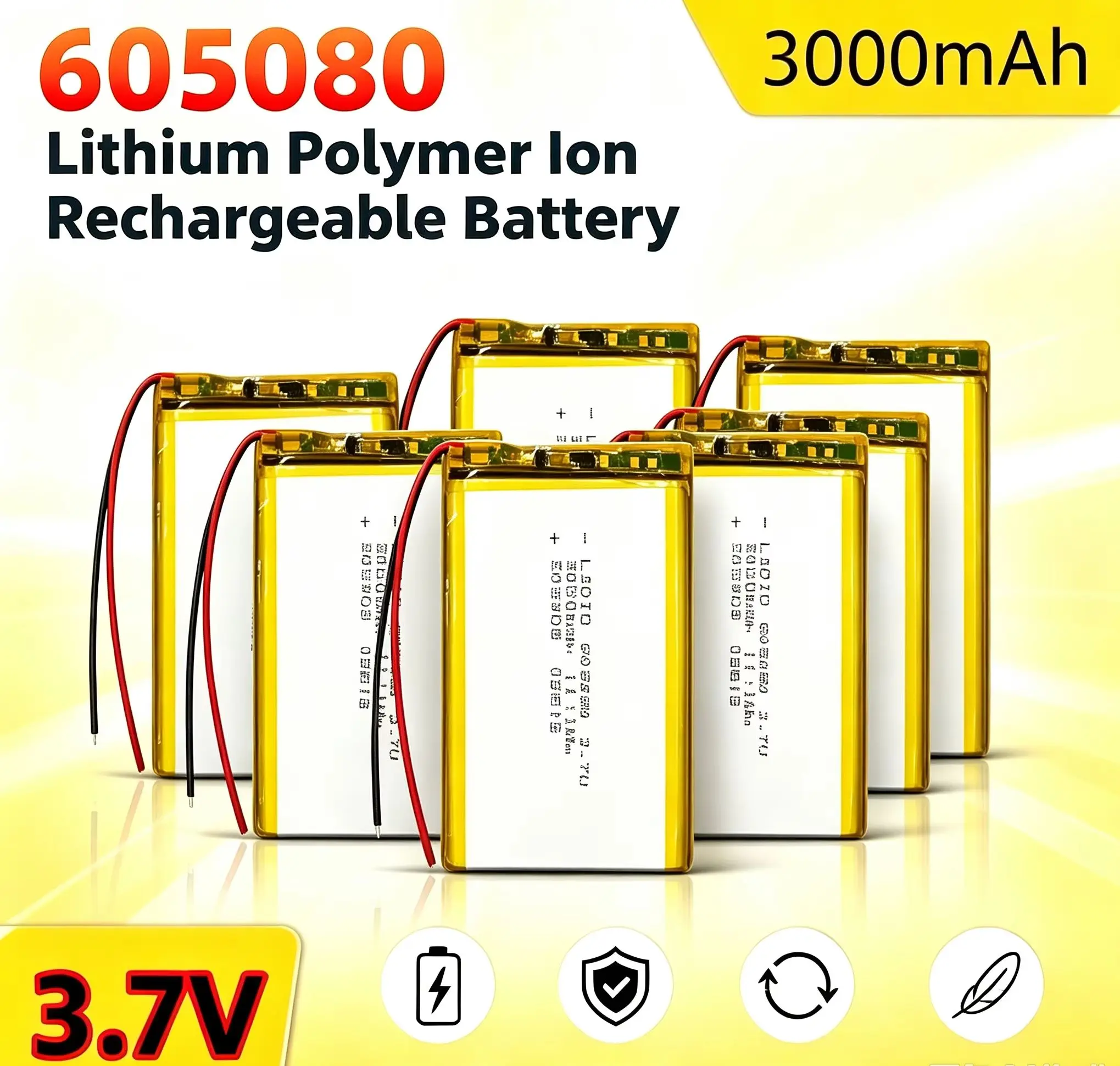 605080# Lithium Polymer Ion Rechargeable Battery# 3.7V 3000mAh for Bluetooth Speaker Air Purifier Handheld Beauty Instrument