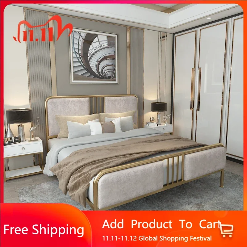 

Современная простая двуспальная кровать с каркасом для хранения, дом, красивая кровать размера «queen-size», принцесса-лофт, постмодернистская Cama Queen Size, уникальная мебель