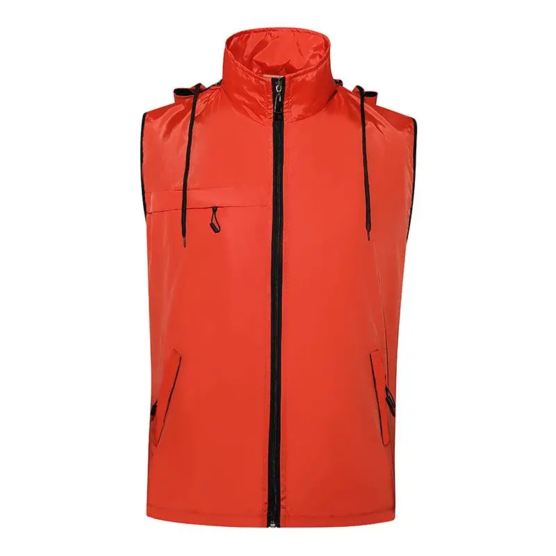 Waterproof Hooded Plush Vest For Men Women Outdoor Travel Cycling Volunteer Group Public Welfare Activities Jacket Top