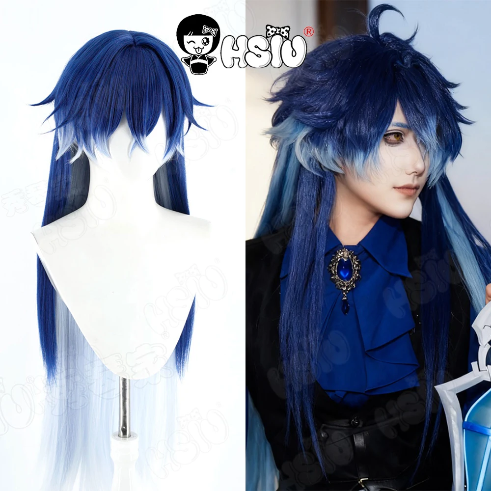 フリンズ コスプレウィッグ HSIU ブルー混合ライトブルー ロングヘア合成ウィッグ + ウィッグキャップ 原神 キリル・チュドミロヴィッチ フリンズ コスプレ