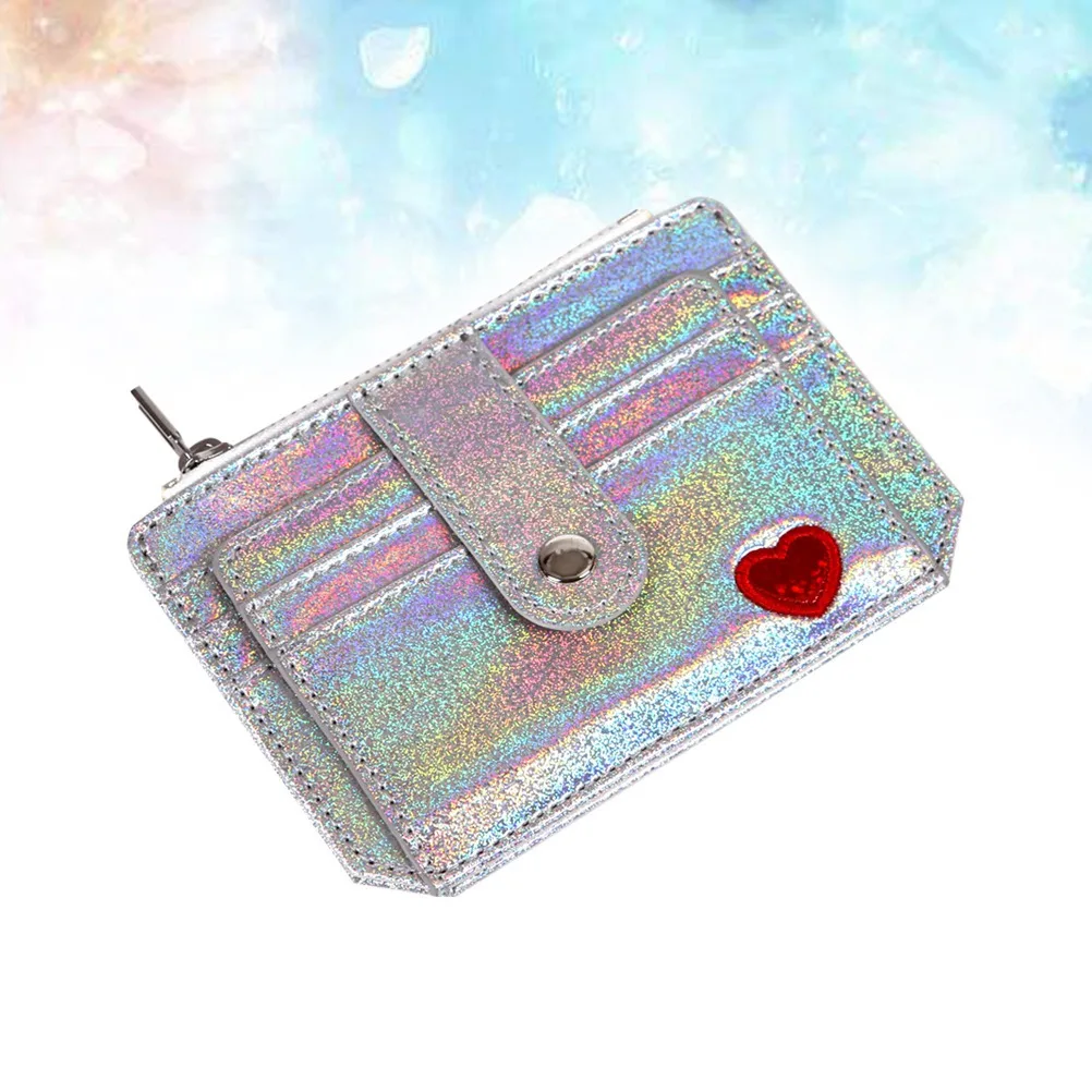 

Fashion Holographic PU Coin Wallet Women Small Purse with Zipper Closure Shinning Finish Card Organizer for Money and
