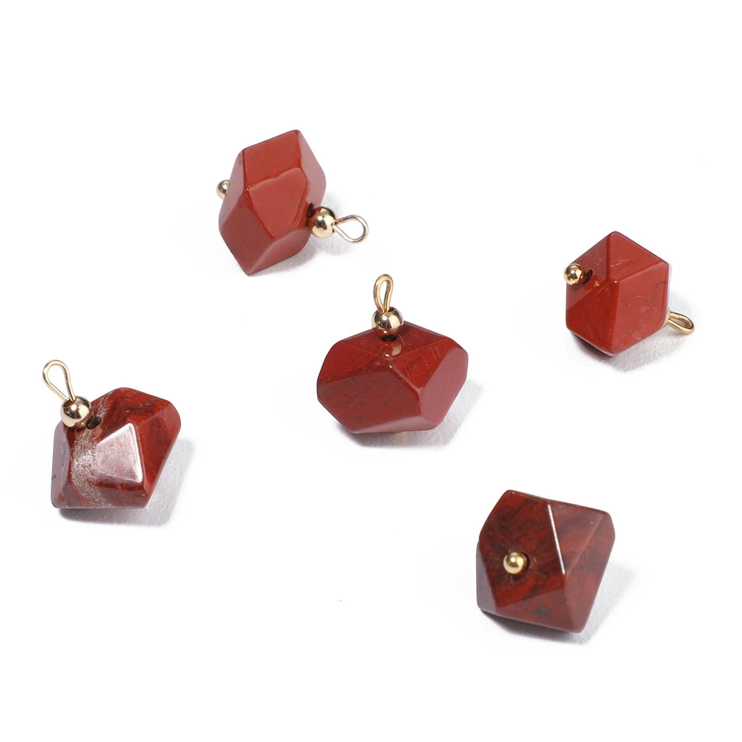 5PCS Natural Stone Polygon Semi-precious Pendant Charms