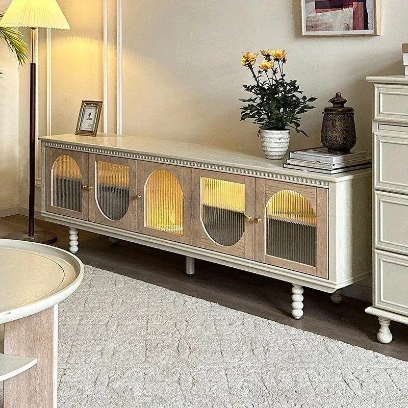 

Французский кремовый ветер, шкаф для телевизора из цельного дерева, мебель для гостиной, американский ретро шкаф для хранения вещей