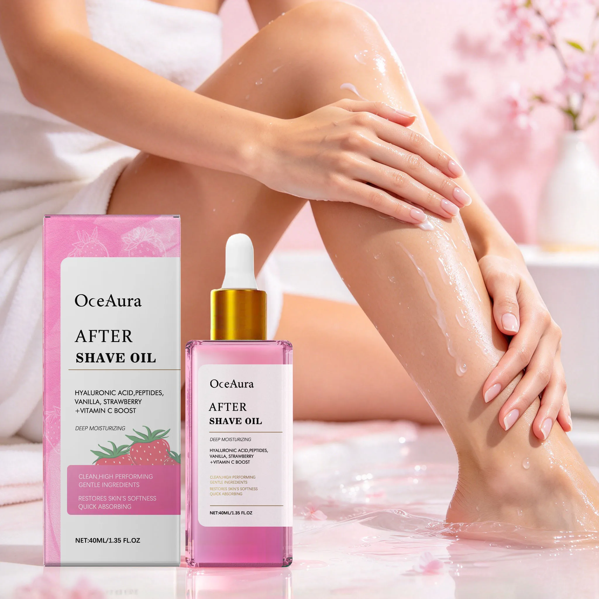 40ML Strawberry After Shaving Oil Gentle Massage Deep Moisturizing Improve Skin Texture Smoothing Soothing Redness Body Care Oil