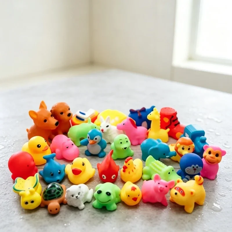 Rubber Squeaky Floating Animal Set Waterproof Surface For Household Bathtub Swimming Pool Indoor Water Playing Scene Accessory