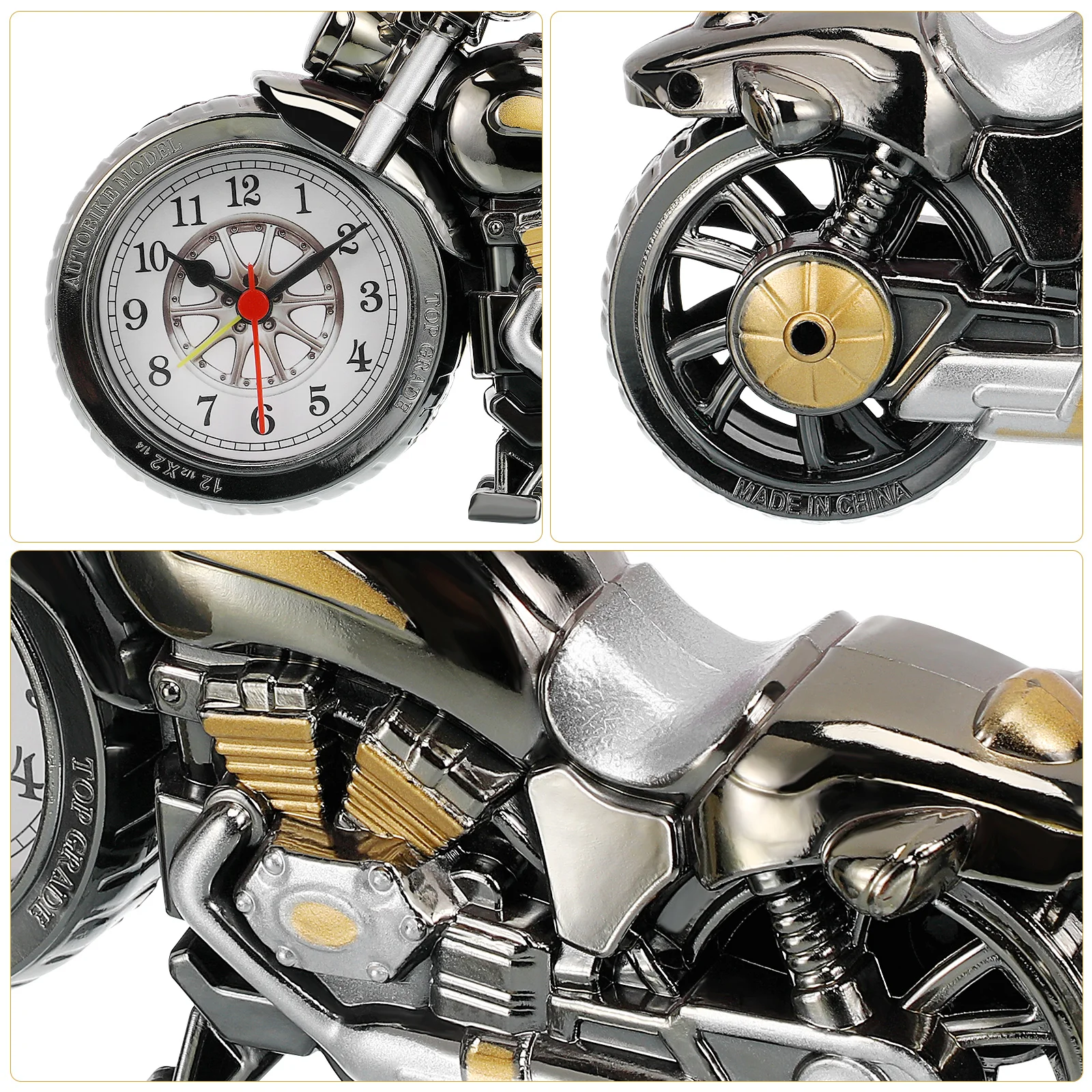 

Vintage Alarm Clock Motorcycle Style Quartz Desk Clock Home Furnishing Accurate Timing Gift Random Dial