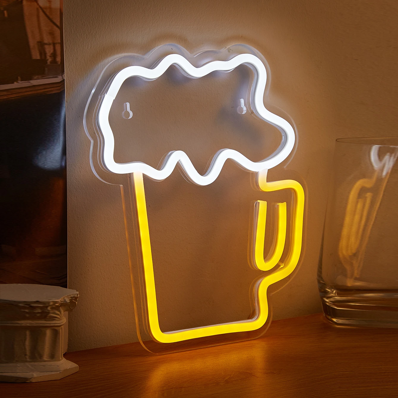 Chi-buy LED Neon Beer Cup USB Powered Neon Signs Night Light 3D Wall Art & Game Room Bedroom Living Room Decor Lamp Signs