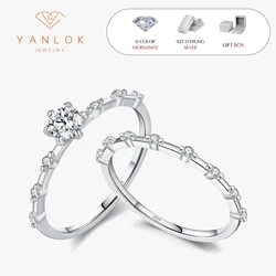 YANLOK 925 Sterling Silver D Color Moissanite Lab Diamond Couple Ring For Women Delicate Eternity Rings Fine Jewelry Gift