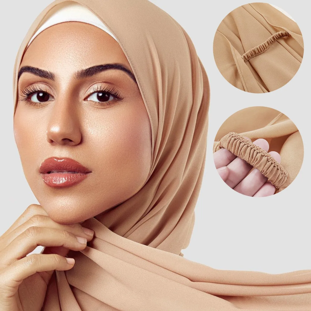 

1 шт., мусульманский шифоновый шарф-хиджаб с резинкой, Рамадан, мгновенный хиджаб, женский платок, исламская повязка на голову, мусульманский шарф