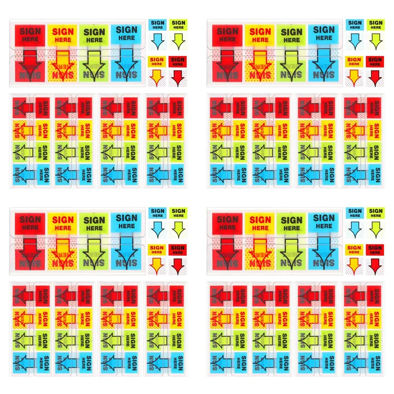 2000Pcs Sign Here Stickers,Labels Stickers Adhesive Sign Here Tabs Sign Post Here Flags(4 Colors)