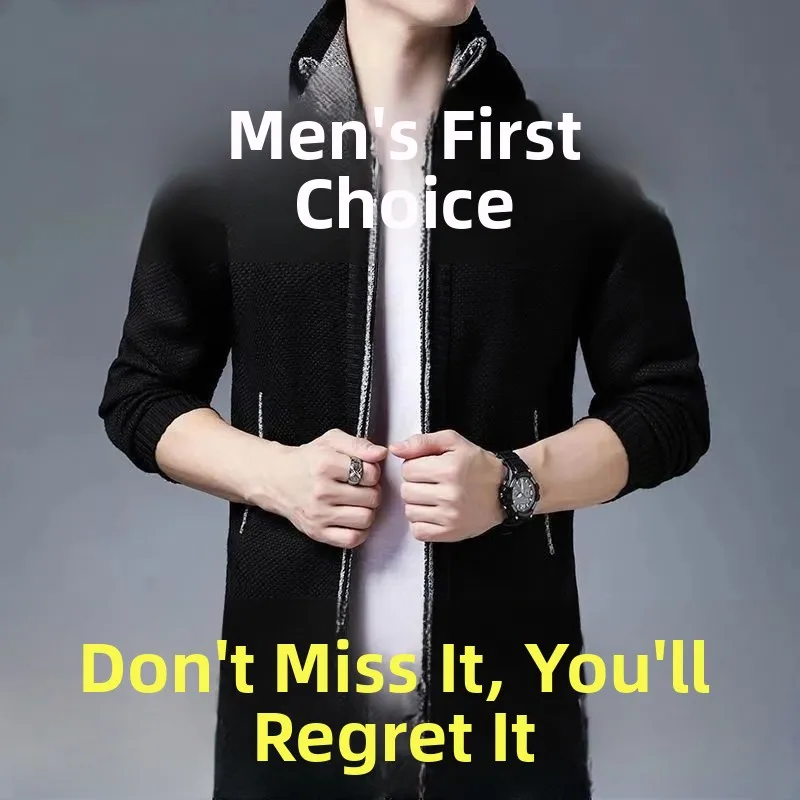 

Thiened Pure Cotton Knitted Zipper Open Cardigan Men's Autumn Winter Sweater Dad's Outerwear Ciwalk Long Sve Stand Collar