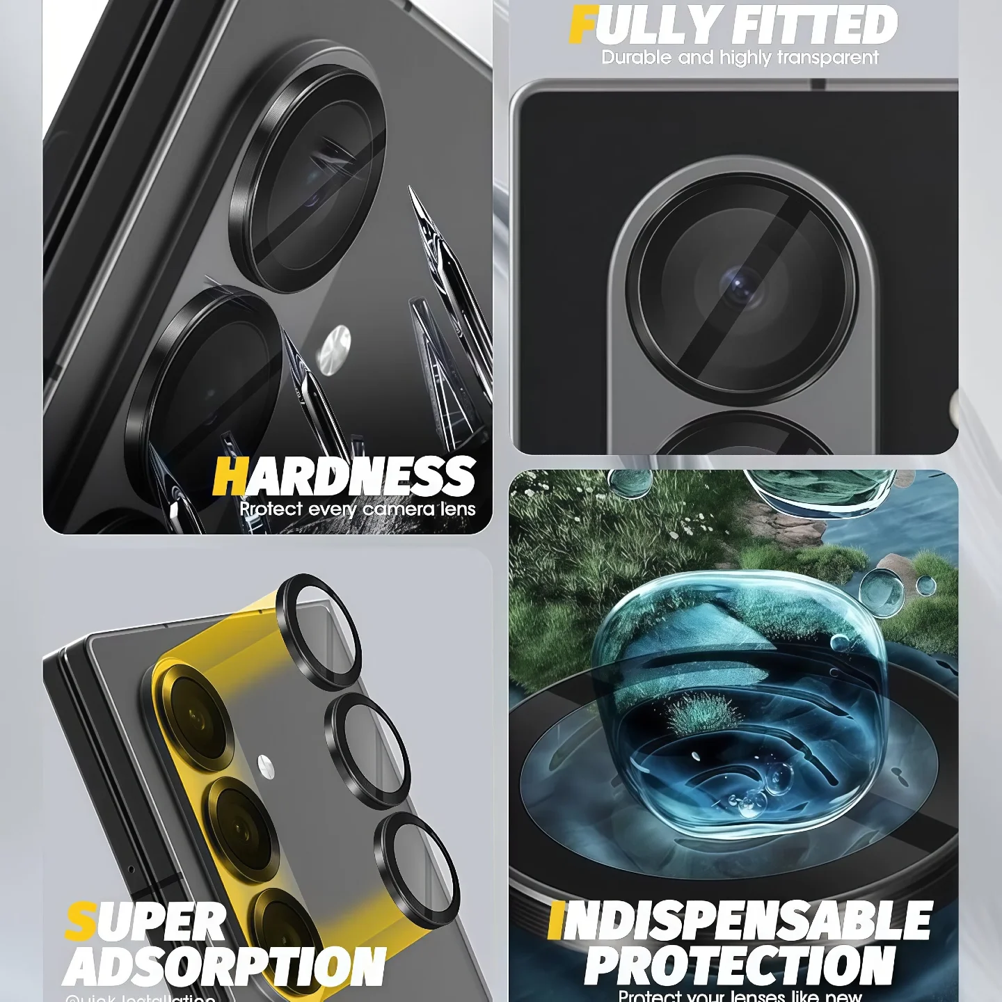 갤럭시 Z폴드5 6 7 렌즈 보호 필름 강화유리 설치 간편 스크래치 방지 내구성 투명 HD