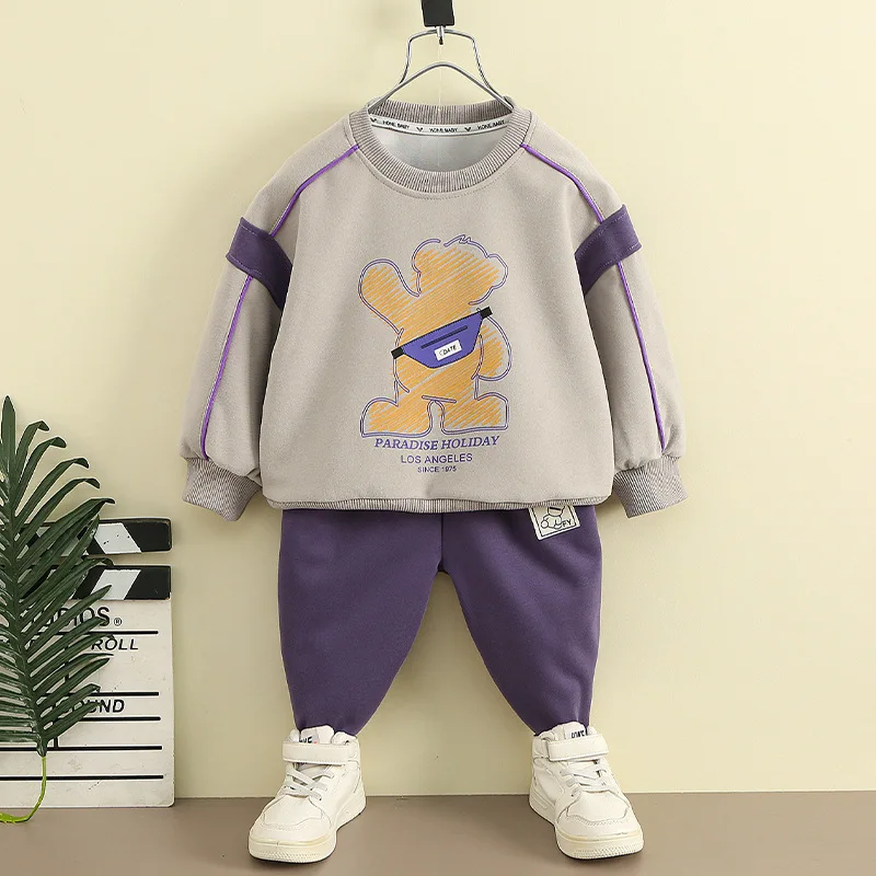 

4236 Hoodie Set 2025 New Children's Sportswear Spring And Autumn Western Style Boys' Baby Street Explosion