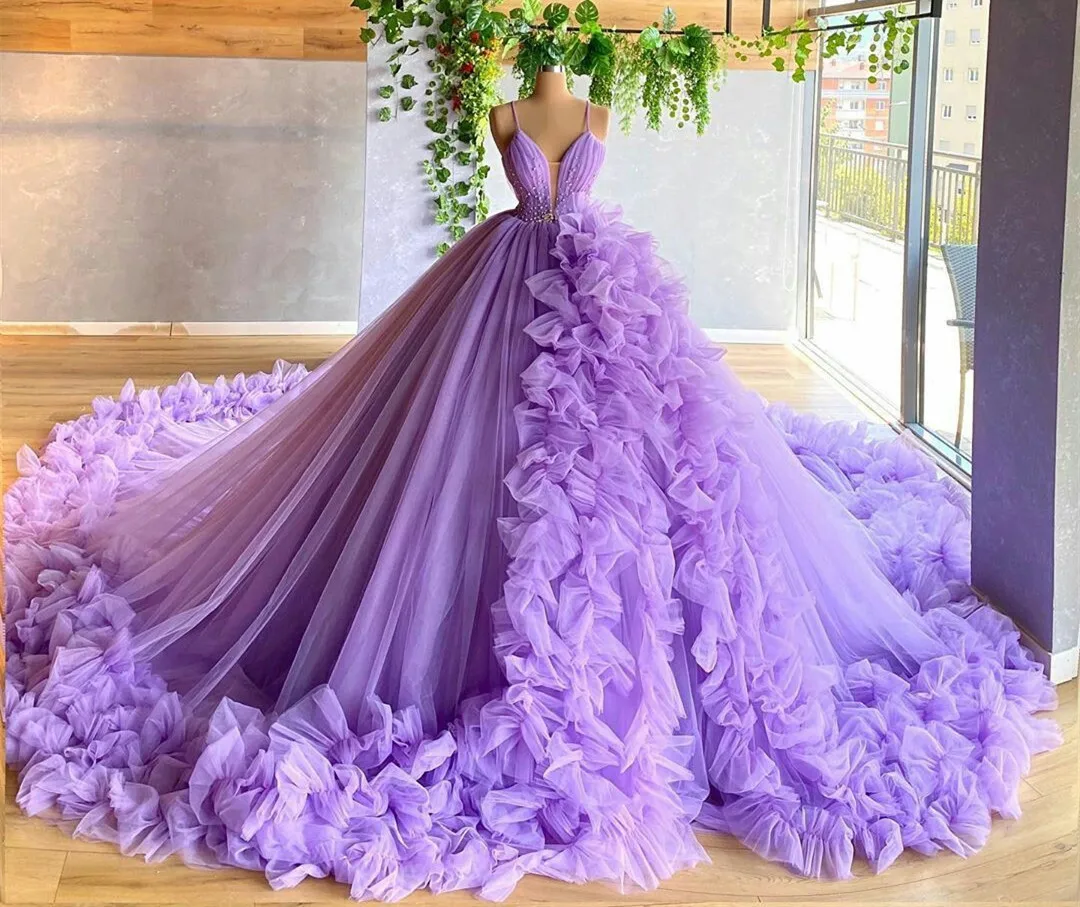 

Trouwjurk Off the Shoulder Tulle Ball Gown Wedding Dress Beading Pleated Gorgeous Robes De Mariage Spaghetti Straps Gelinlik