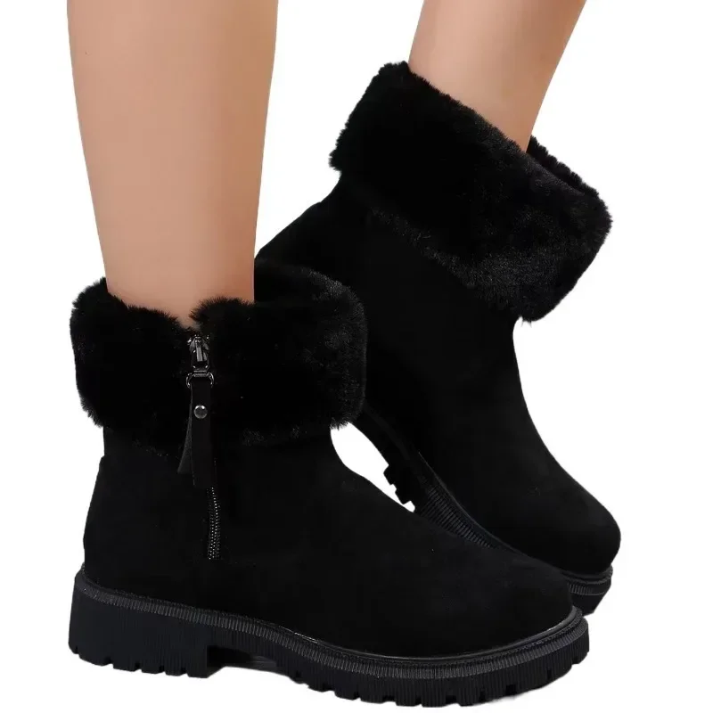 Plus Size Snow Boots For Women Autumn&Winter British Style Short Boots Square Heel Vintage Ankle Boots Women Shoes image 4