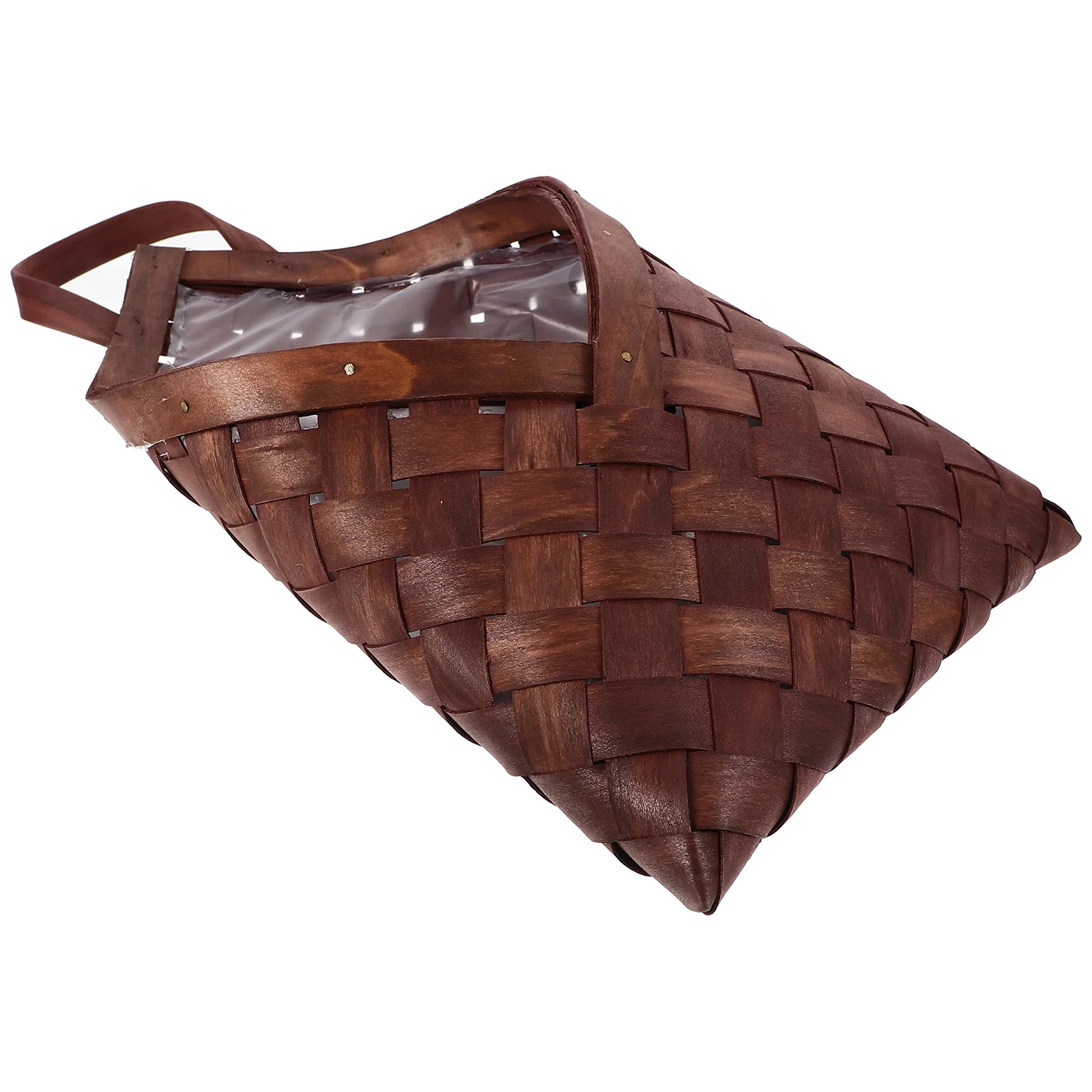 

Versatile Wood Woven Basket Hanging Storage Container for Flowers Vegetables Wall Hanging Flower Holder Rustic Style Planter