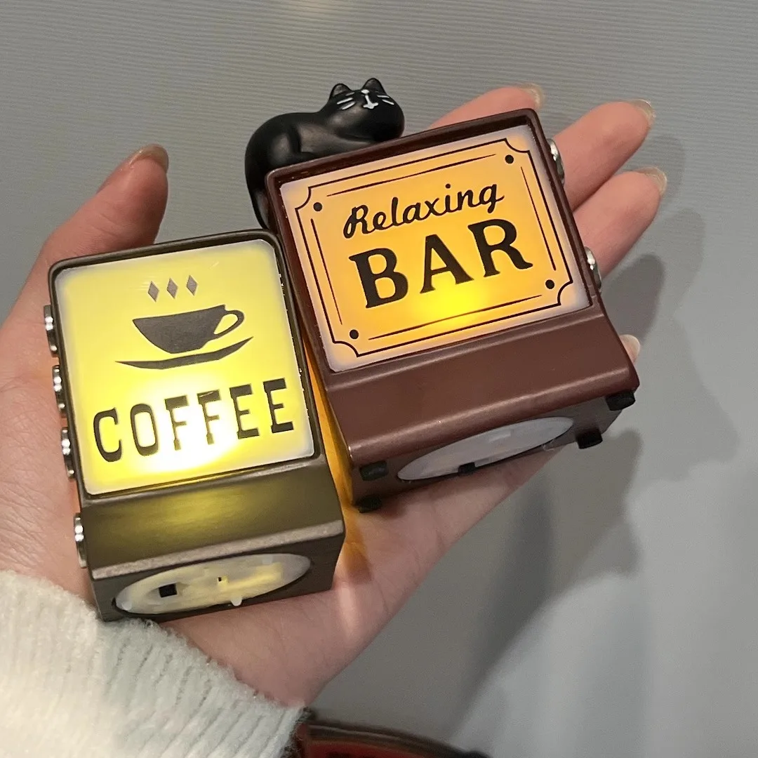 LED Luminous Coffee Shop Magnetic Fridge Stickers Store Signs Home Decoration Luminous Light Boxes Ornaments