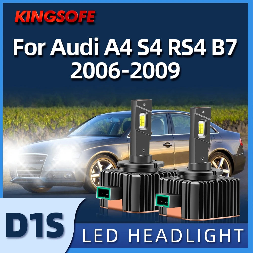 

KINGSOFE 2PCs LED D1S Car Headlight Bulb 1:1 HID Lamp 120W Fit For Audi A4 S4 RS4 B7 2006 2007 2008 2009