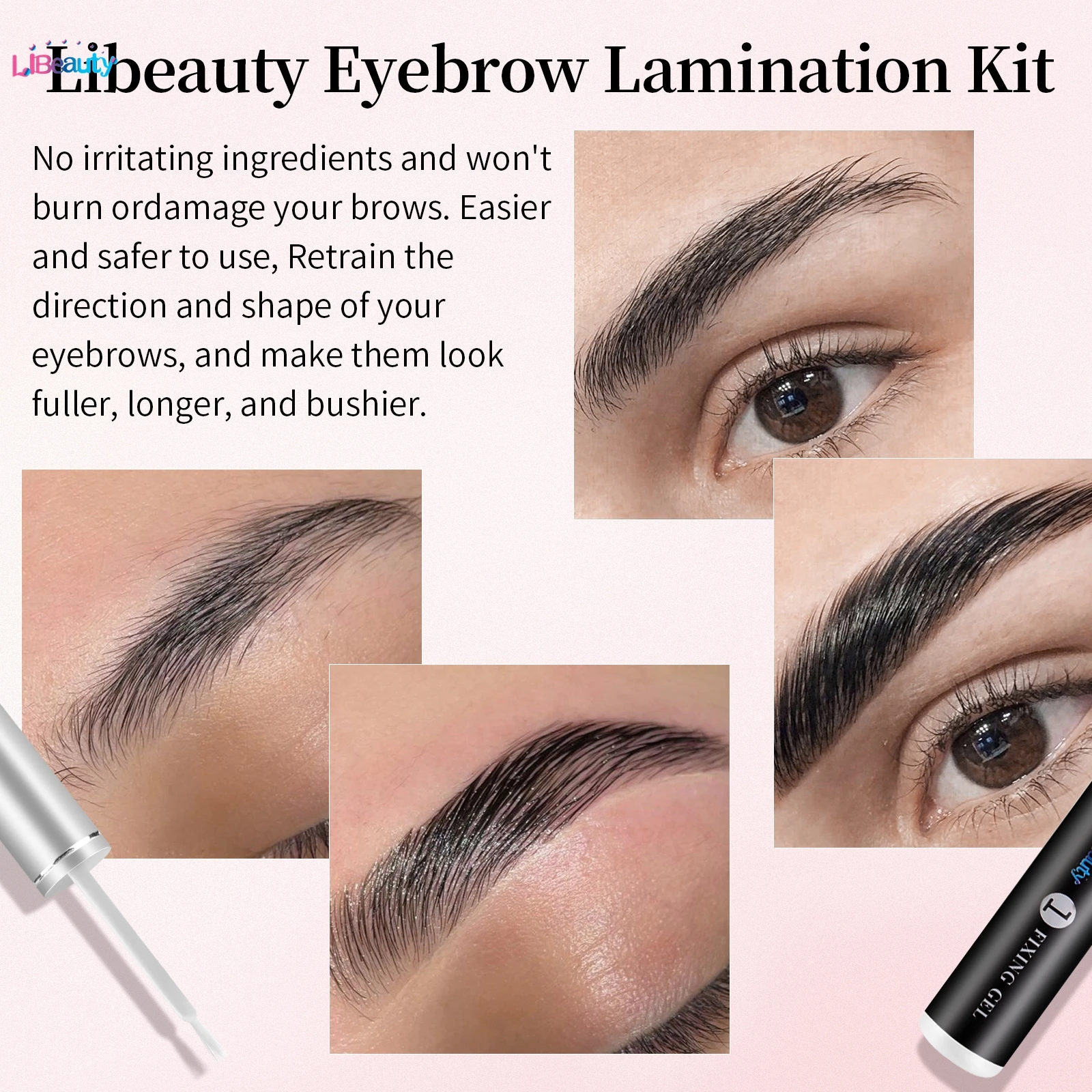 Libeauty Brow Lamination Kit Treatment No Harm Eyelash Enhancer Eyelash Perm Set Lasting 5-8 Weeks Fixation Lash Curling Makeup