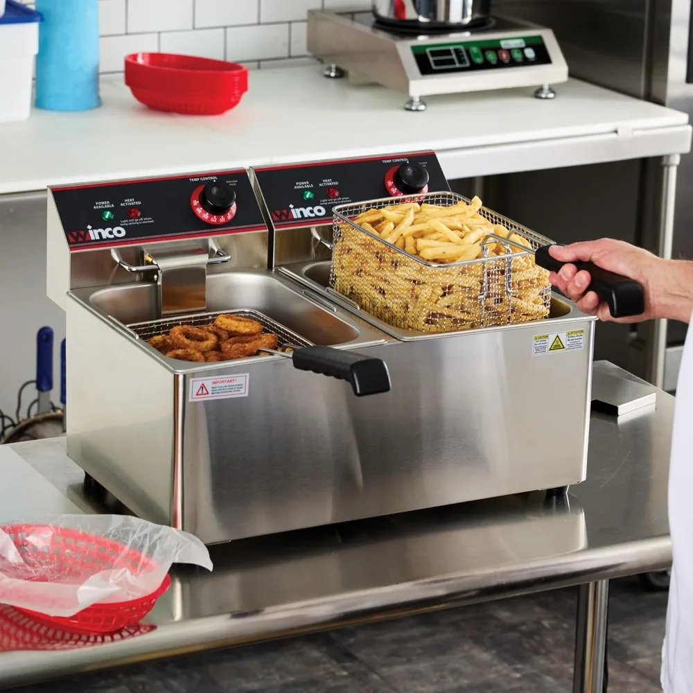 

Commercial-Grade Electric Countertop Deep Fryer, Dual Well,Silver